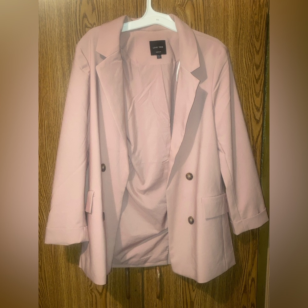 Love Tree Pink Blazer Oversized Suit Jacket